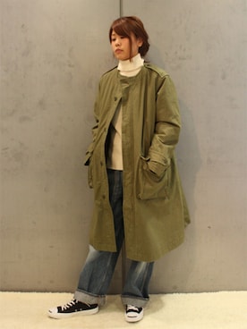 「アウターコーデ」｜「アイテム（ノーカラージャケット）」を使った、mikaさん（レディース・162cm）の秋コーディネート