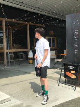 ソックス 靴下 グリーン系 を使った ハイカットスニーカー のメンズ人気ファッションコーディネート Wear