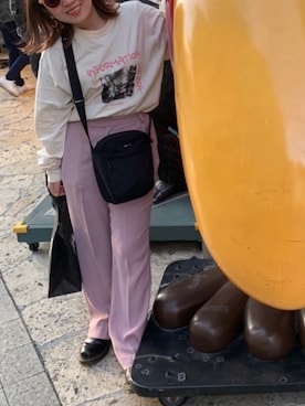 「LOWRYS FARM（ローリーズファーム）のセンタープレスカラーフレアパンツ　870189（その他パンツ）」を使った、maさん（レディース・149cm）の春コーディネート