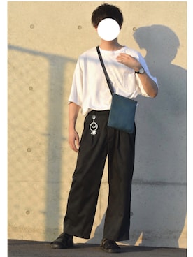 「unrelaxing（アンリラクシング）のアイテム（スラックス）」を使った、かーくん♪(ka-kun)さん（メンズ・168cm）の夏コーディネート