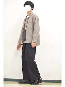 「unrelaxing（アンリラクシング）のアイテム（スラックス）」を使った、かーくん♪(ka-kun)さん（メンズ・168cm）の冬コーディネート