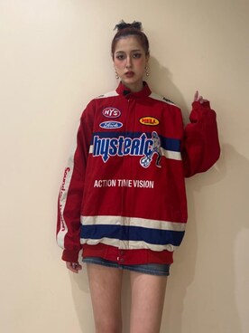 「アイテム（その他アウター、レッド系）」を使った、chuneさん（レディース・173cm）の秋コーディネート