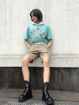 「SPINNS（スピンズ）のアイテム（チノパンツ）」を使った、ainoさん（レディース・169cm）の春コーディネート