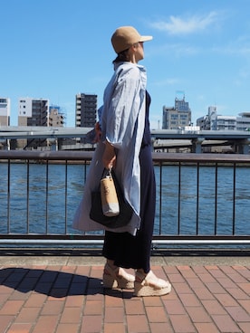「JEANASIS（ジーナシス）のアイテム（セットアップ）」を使った、ECスタッフ１さん（レディース・159cm）の春コーディネート