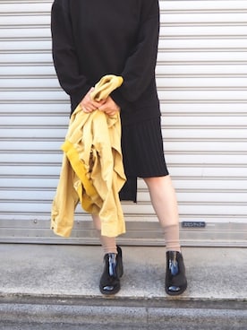 「ドッキングワンピ」｜「アイテム（ブルゾン）」を使った、ECスタッフ１さん（レディース・159cm）の秋コーディネート