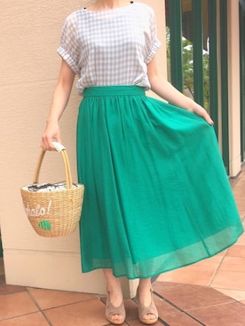 「cache cache（カシュ カシュ）のアイテム（かごバッグ）」を使った、PICCIN  百道浜店さん（レディース・158cm）の春コーディネート