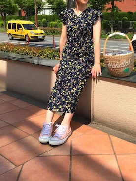 「cache cache（カシュ カシュ）のアイテム（かごバッグ）」を使った、PICCIN  百道浜店さん（レディース・158cm）の春コーディネート