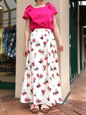 「フラワープリント」｜「アイテム（その他）」を使った、PICCIN  百道浜店さん（レディース・158cm）の夏コーディネート