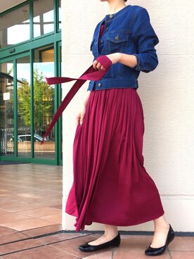 「piccin」｜「アイテム（デニムジャケット）」を使った、PICCIN  百道浜店さん（レディース・158cm）の夏コーディネート
