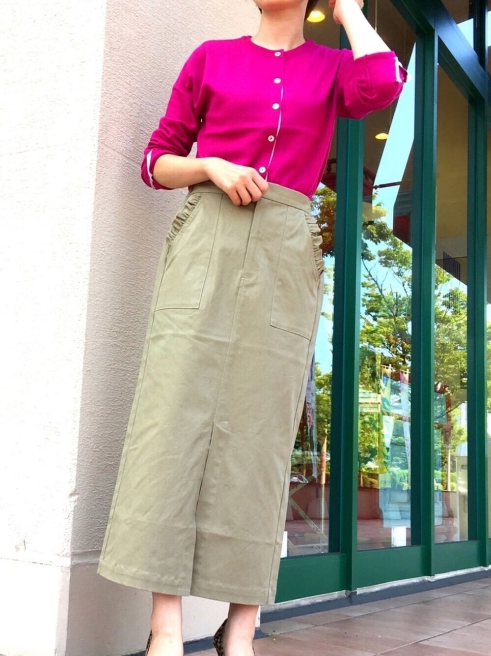 PICCIN  百道浜店さんの「フリルポケットロングタイトスカート（PICCIN）」を使ったコーディネート