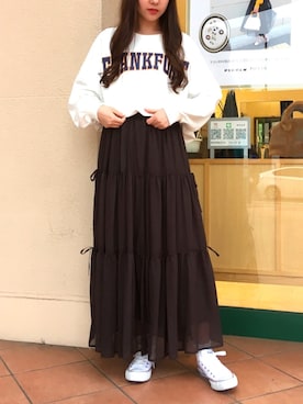 「piccin」｜「アイテム（スウェット）」を使った、PICCIN  百道浜店さん（レディース・158cm）の秋コーディネート
