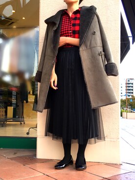 「piccin」｜「アイテム（ムートンコート）」を使った、PICCIN  百道浜店さん（レディース・158cm）の秋コーディネート