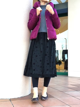 「piccin」｜「アイテム（ダウンジャケット/コート）」を使った、PICCIN  百道浜店さん（レディース・158cm）の秋コーディネート