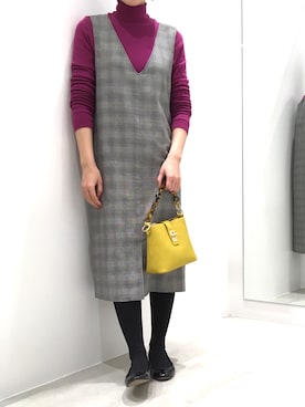 「piccin」｜「アイテム（ジャンパースカート）」を使った、PICCIN  百道浜店さん（レディース・158cm）の冬コーディネート