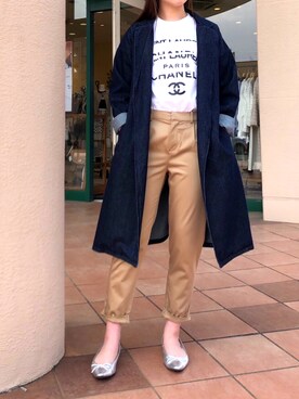 「piccin」｜「アイテム（デニムジャケット）」を使った、PICCIN  百道浜店さん（レディース・158cm）の春コーディネート