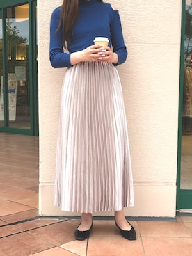 「アコーディオンプリーツ」｜「アイテム（スカート）」を使った、PICCIN  百道浜店さん（レディース・158cm）の夏コーディネート