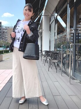 「piccin」｜「アイテム（デニムジャケット）」を使った、PICCIN  百道浜店さん（レディース・160cm）の春コーディネート