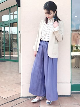 「piccin」｜「アイテム（ノーカラージャケット）」を使った、PICCIN  百道浜店さん（レディース・160cm）の春コーディネート
