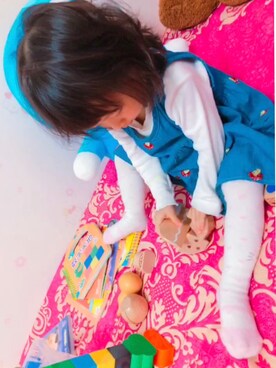 「MIKI HOUSE（ミキハウス）のアイテム（レギンス/スパッツ）」を使った、wc咔咔酱さん（キッズ・90cm）の春コーディネート