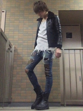 「MR.OLIVE（ミスターオリーブ）のアイテム（ミリタリージャケット）」を使った、ムラジュンさん（メンズ・172cm）の春コーディネート