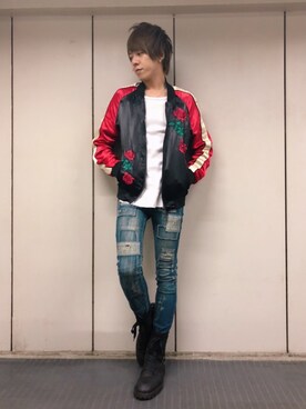 「ZARA MANのアイテム（ブルゾン）」を使った、ムラジュンさん（メンズ・172cm）の春コーディネート