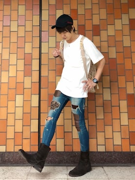 「GLAMB by glamb（グラムバイグラム）のアイテム（トップス）」を使った、ムラジュンさん（メンズ・172cm）の夏コーディネート