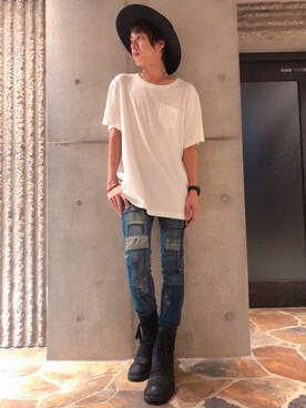 「GLAMB by glamb（グラムバイグラム）のアイテム（トップス）」を使った、ムラジュンさん（メンズ・172cm）の夏コーディネート