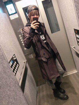 「ブーツイン」｜「アイテム（トレンチコート）」を使った、ムラジュンさん（メンズ・172cm）の秋コーディネート