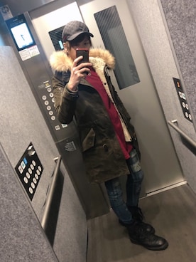 「STUDIOUS（ステュディオス）のアイテム（モッズコート）」を使った、ムラジュンさん（メンズ・172cm）の冬コーディネート