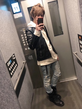 「AZIONE（アジオネ）のアイテム」を使った、ムラジュンさん（メンズ・172cm）の冬コーディネート