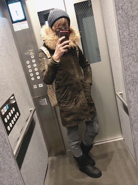 「STUDIOUS（ステュディオス）のアイテム（モッズコート）」を使った、ムラジュンさん（メンズ・172cm）の冬コーディネート