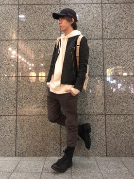 「AZIONE（アジオネ）のアイテム」を使った、ムラジュンさん（メンズ・172cm）の冬コーディネート