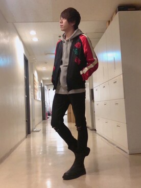 「ZARA MANのアイテム（ブルゾン）」を使った、ムラジュンさん（メンズ・172cm）の冬コーディネート