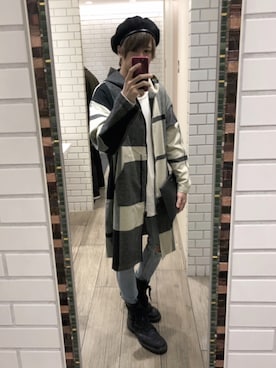 「N.HOOLYWOOD」｜「アイテム（ハンチング/ベレー帽）」を使った、ムラジュンさん（メンズ・172cm）の冬コーディネート