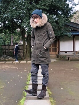 「STUDIOUS（ステュディオス）のアイテム（モッズコート）」を使った、ムラジュンさん（メンズ・172cm）の春コーディネート