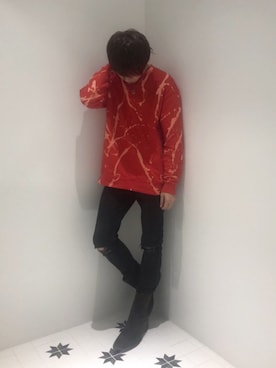「MYne（マイン）のアイテム（スウェット）」を使った、ムラジュンさん（メンズ・172cm）の秋コーディネート