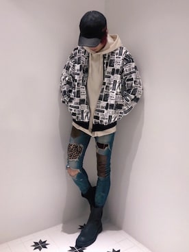 「MYne（マイン）のアイテム（ジャケット/アウター）」を使った、ムラジュンさん（メンズ・172cm）の冬コーディネート