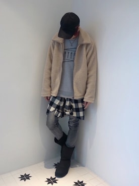 「MYne（マイン）のアイテム（スウェット）」を使った、ムラジュンさん（メンズ・172cm）の冬コーディネート
