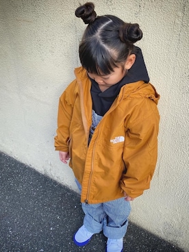 「ノースフェイス」｜「アイテム（オールインワン・サロペット）」を使った、rihito★mahatoさん（キッズ・110cm）の冬コーディネート