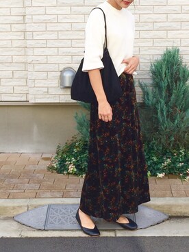 yuumiさんの「BY ベロアプリントマキシスカート」を使ったコーディネート