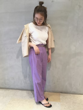 LOWRYS FARMさんすて福山店さんの「フレンチリネンスリットパンツ　831210」を使ったコーディネート