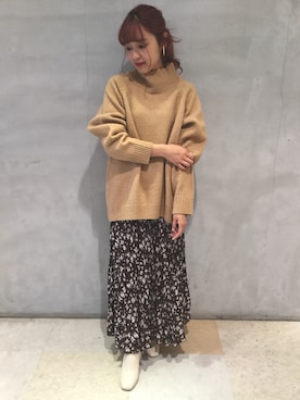 「LOWRYS FARM（ローリーズファーム）のストレッチヒールブーツ　851418（ブーツ）」を使った、LOWRYS FARMさんすて福山店さん（レディース・151cm）の秋コーディネート