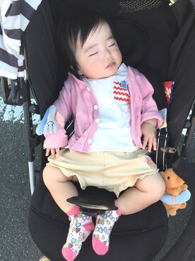 「apres les cours（アプレレクール）のアイテム（雑貨/ホビー）」を使った、Nanaさん（キッズ・70cm）の春コーディネート
