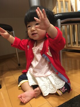 「MIKI HOUSE（ミキハウス）のアイテム（レギンス/スパッツ）」を使った、Nanaさん（キッズ・70cm）の秋コーディネート