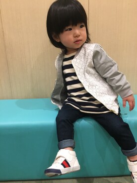 「1歳5ヶ月」｜「アイテム（ブルゾン）」を使った、Nanaさん（キッズ・70cm）の春コーディネート