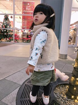 「アイテム（ベスト）」を使った、Nanaさん（キッズ・80cm）の秋コーディネート