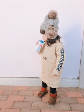 「2歳3ヶ月」｜「アイテム（ワンピース）」を使った、Nanaさん（キッズ・80cm）の冬コーディネート
