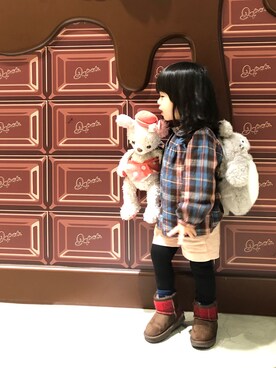「2歳3ヶ月」｜「アイテム（ブーツ）」を使った、Nanaさん（キッズ・80cm）の冬コーディネート