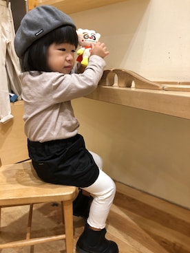 「おんなのこコーデ」｜「アイテム（ハンチング/ベレー帽）」を使った、Nanaさん（キッズ・90cm）の秋コーディネート