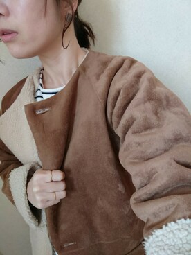 「coen（コーエン）のアイテム（ムートンコート）」を使った、saonさん（レディース・158cm）の冬コーディネート
